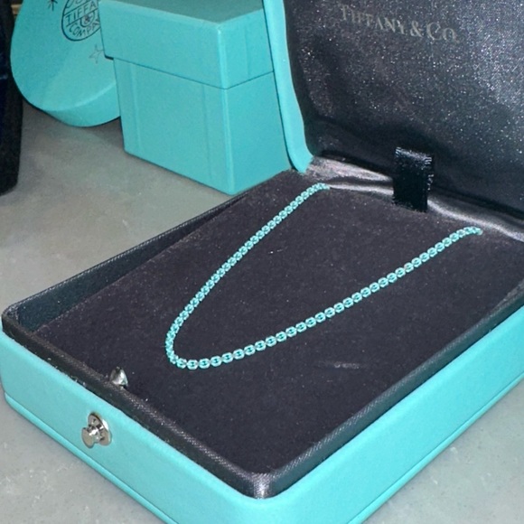 TIFFANY & CO "SPARKLER" BLUE ENAMEL COATED SILVER CHAIN/NECKLACE 100% AUTHENTIC - Picture 15 of 16